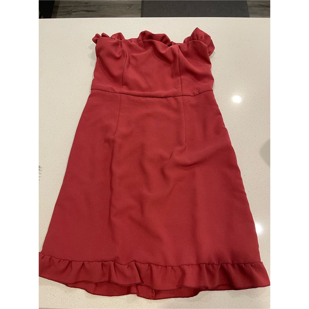 LULUS | red ruffled top mini dress size medium